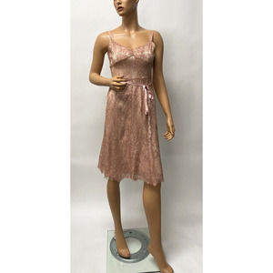 Ann Taylor dress size 2 metallic pink lace fabric
